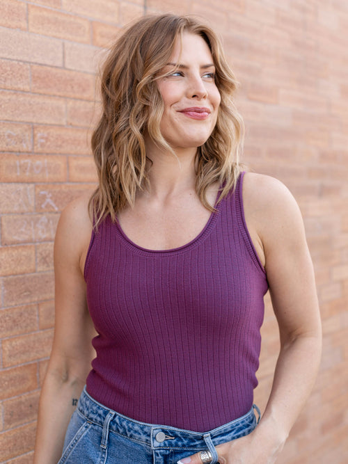 purple ribbed tank