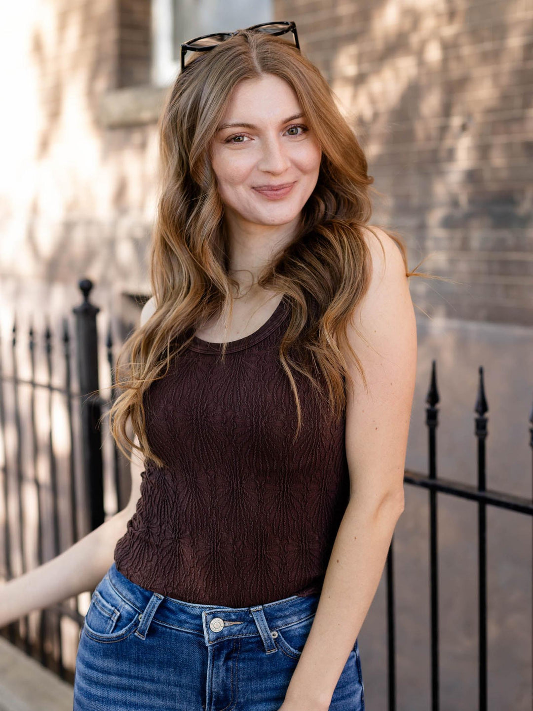 brown textured tank