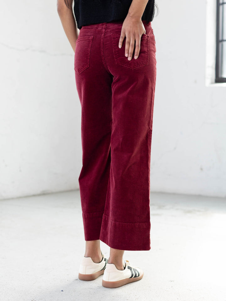 wide wine colored corduroy pants