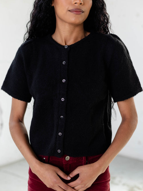 black short sleeve cardigan