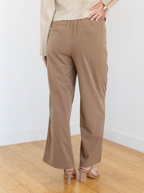 soft woven tan wide leg pants