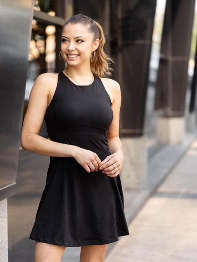 black halter dress