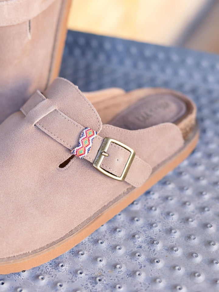 slip on buckle suede slide