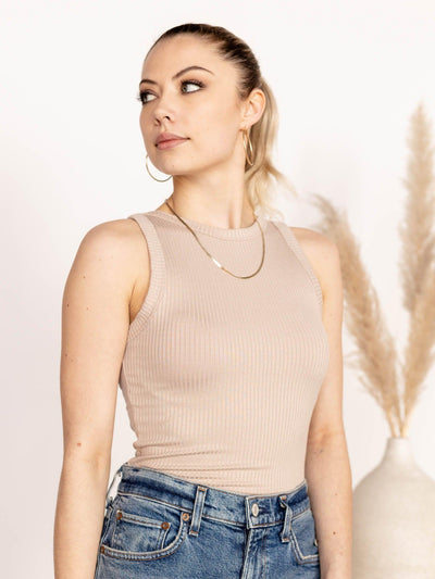 neutral ribbed tank