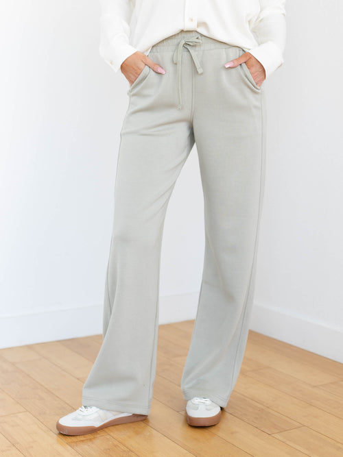 green wide leg soft pant