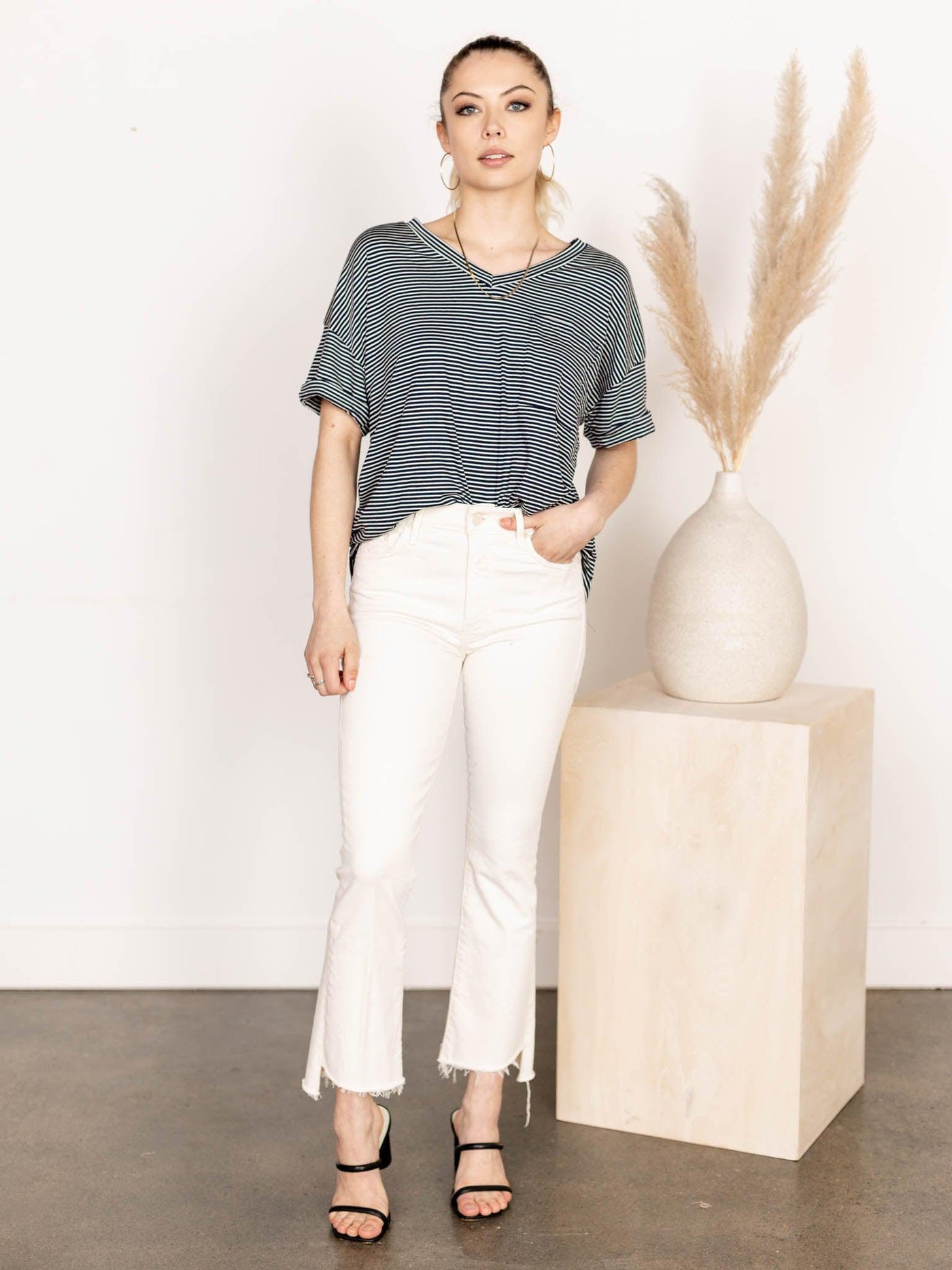 vneck stripe shirt