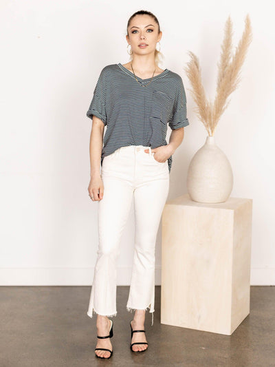 vneck stripe shirt