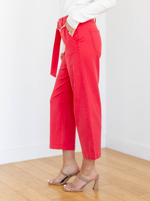 red belted cropped pants