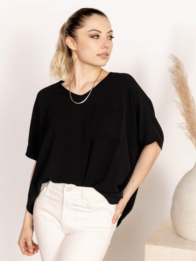 black oversized top