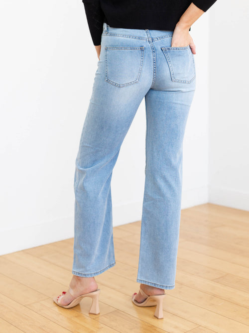 light wash soft straight leg denim