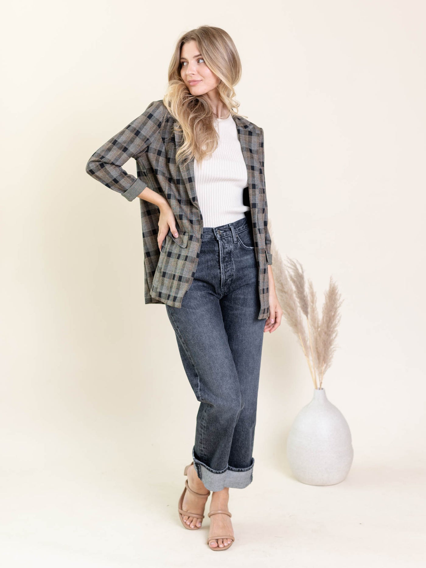 check plaid blazer