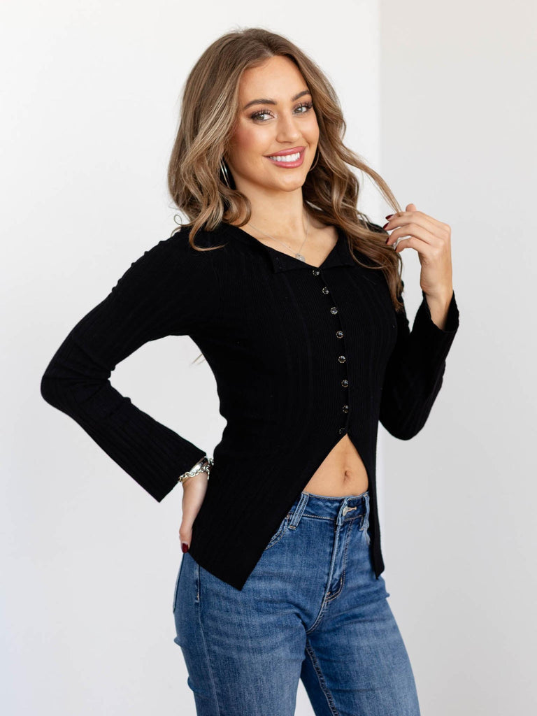 大人気完売eLLa♡long cuffs flare sweat BLACK FINAL SALE: SHREDDED SIDE SLIT CARDIGAN – Pebby Forevee