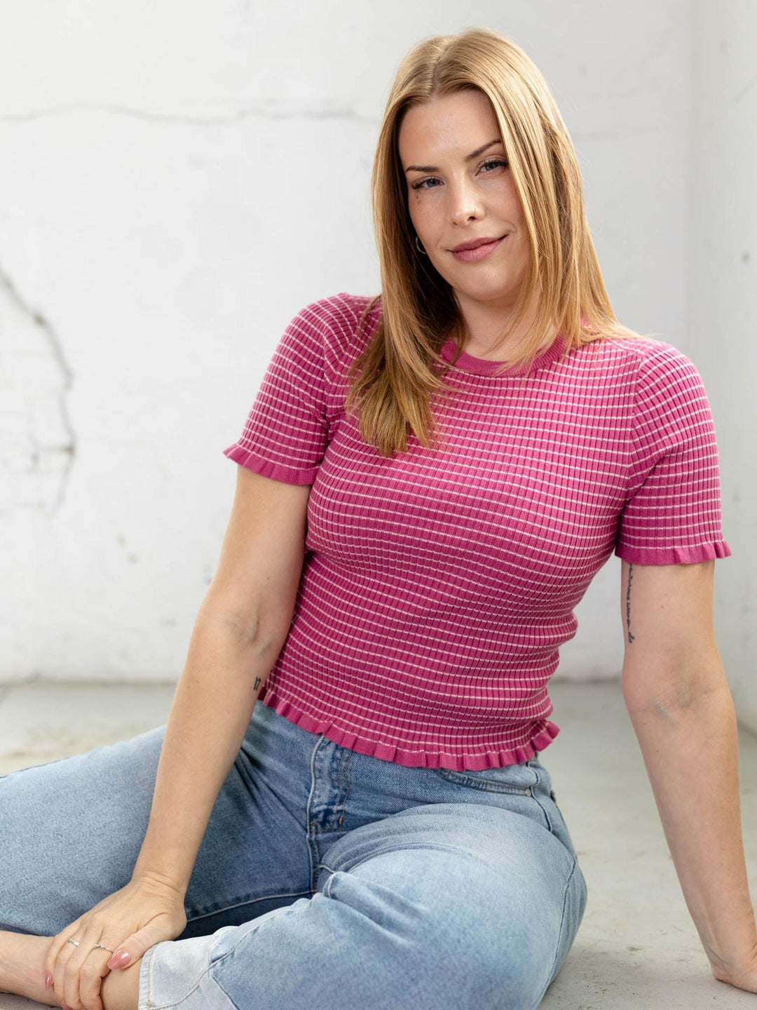 ribbed striped tee shirt