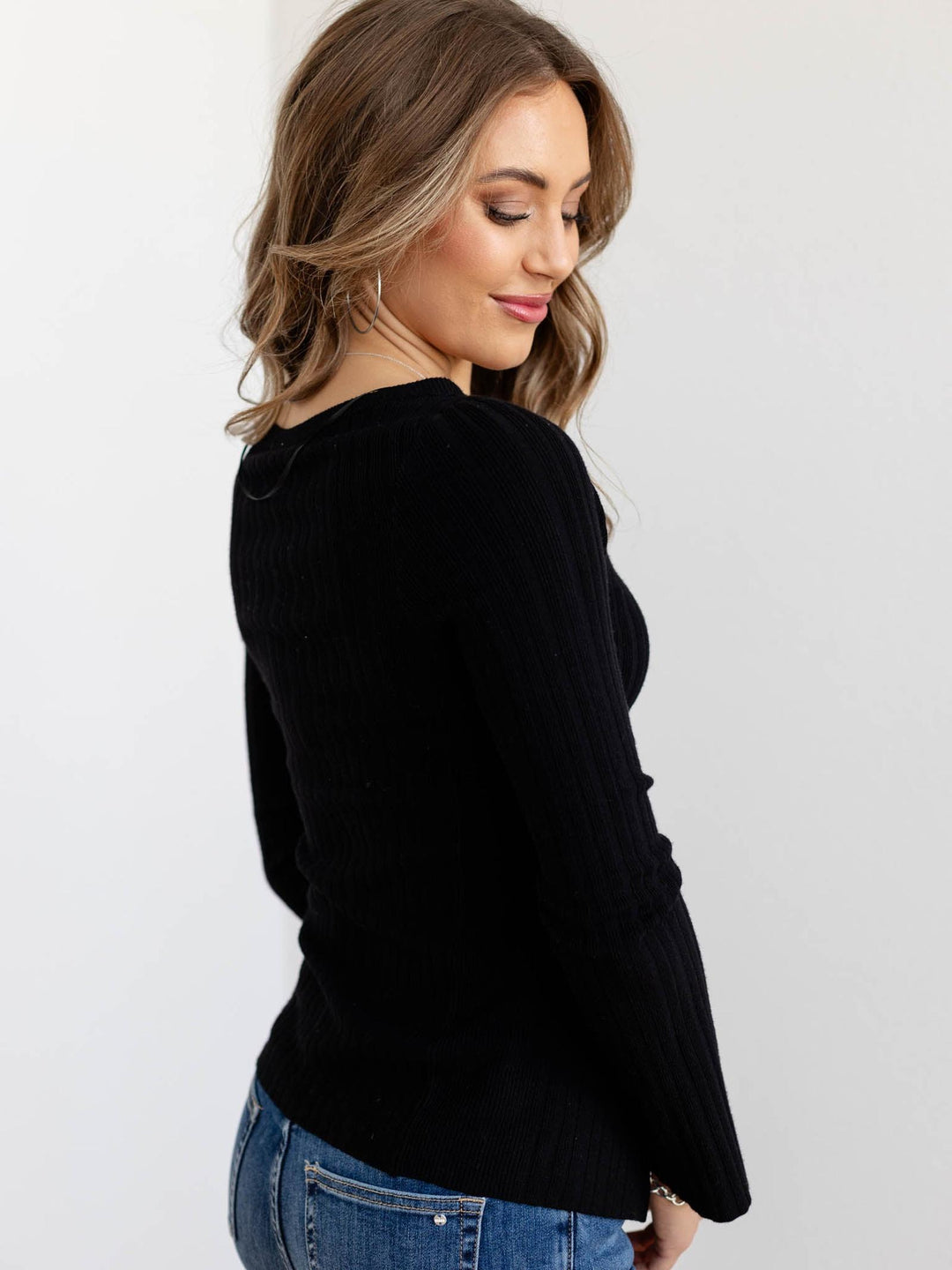 fitted half button cardigan