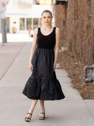 black midi dress