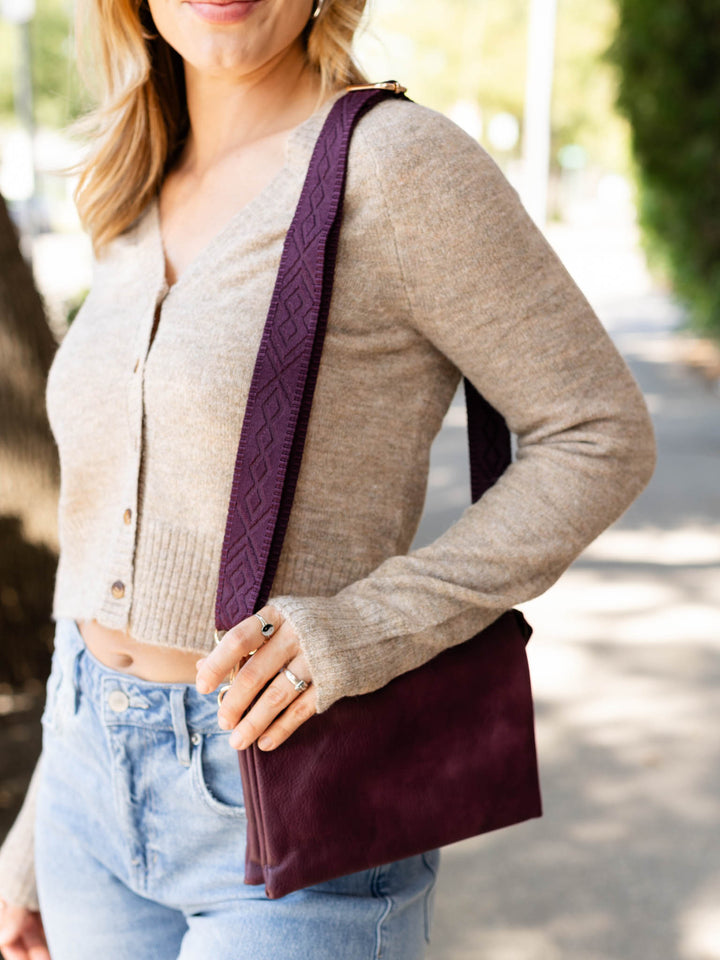 dark wine colored crossbody bag