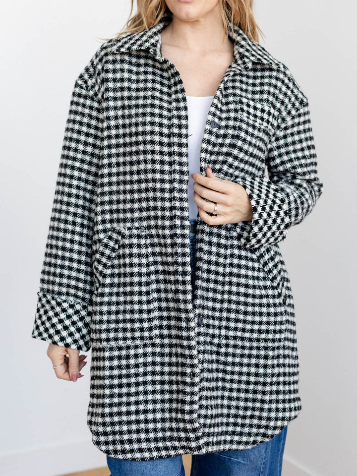 oversized houndstooth shacket