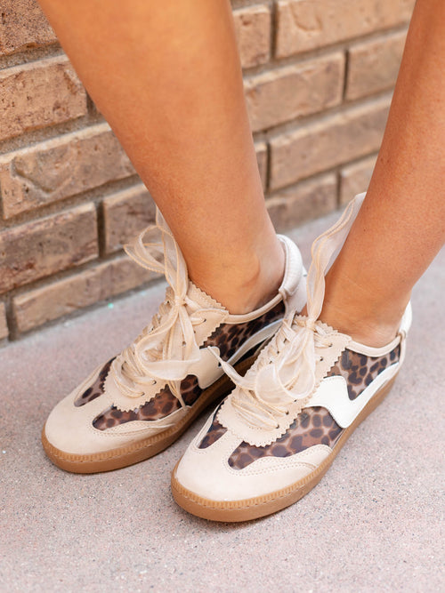 mesh inset leopard sneakers