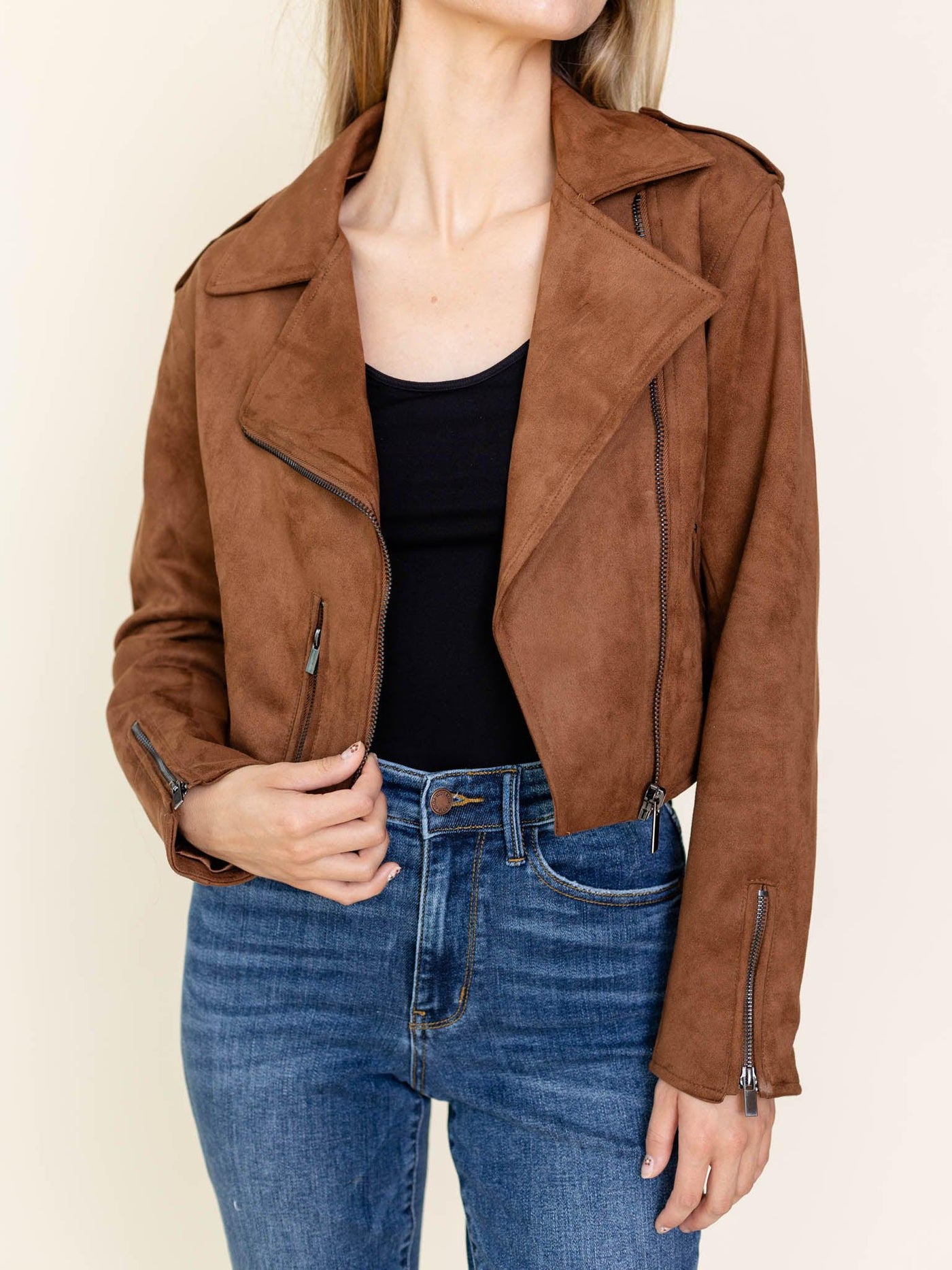 cropped suede jacket