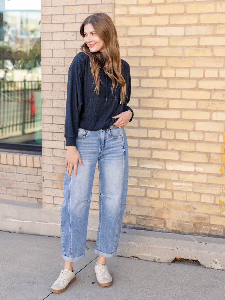 dark brushed kangaroo knit top