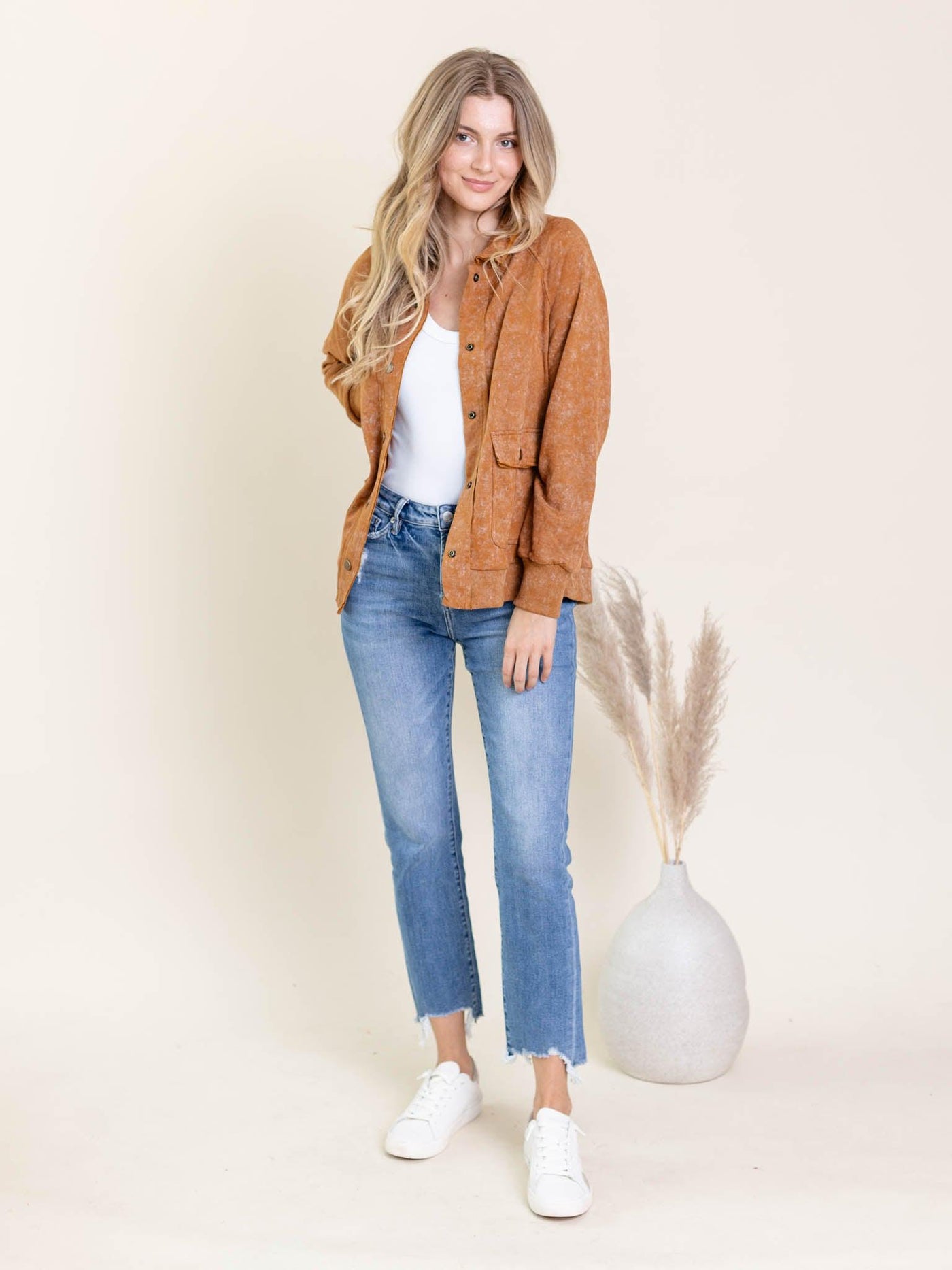 raw hem shacket