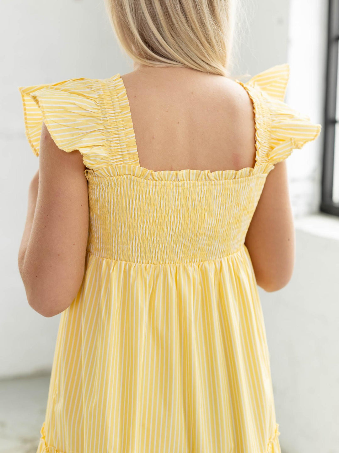 yellow flutter sleeve maxi dress