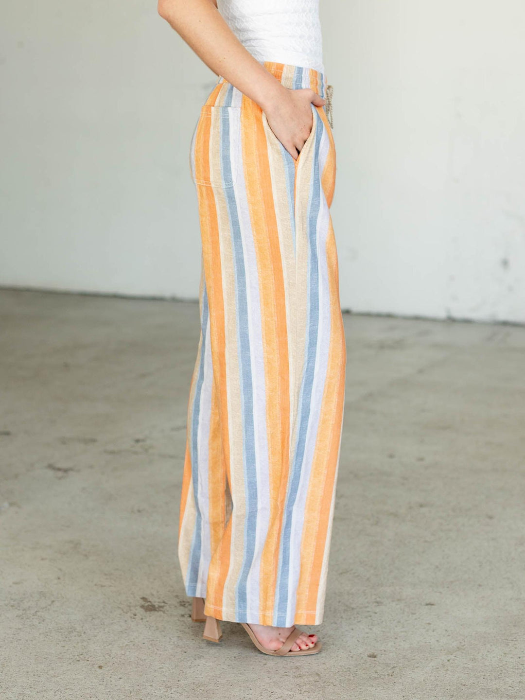 striped drawstring pants