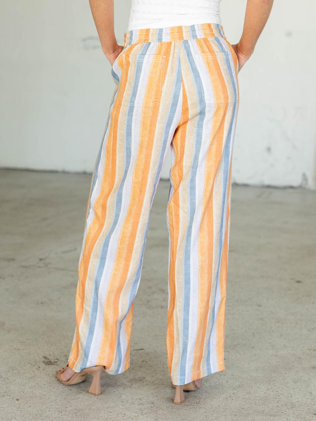 striped drawstring pants
