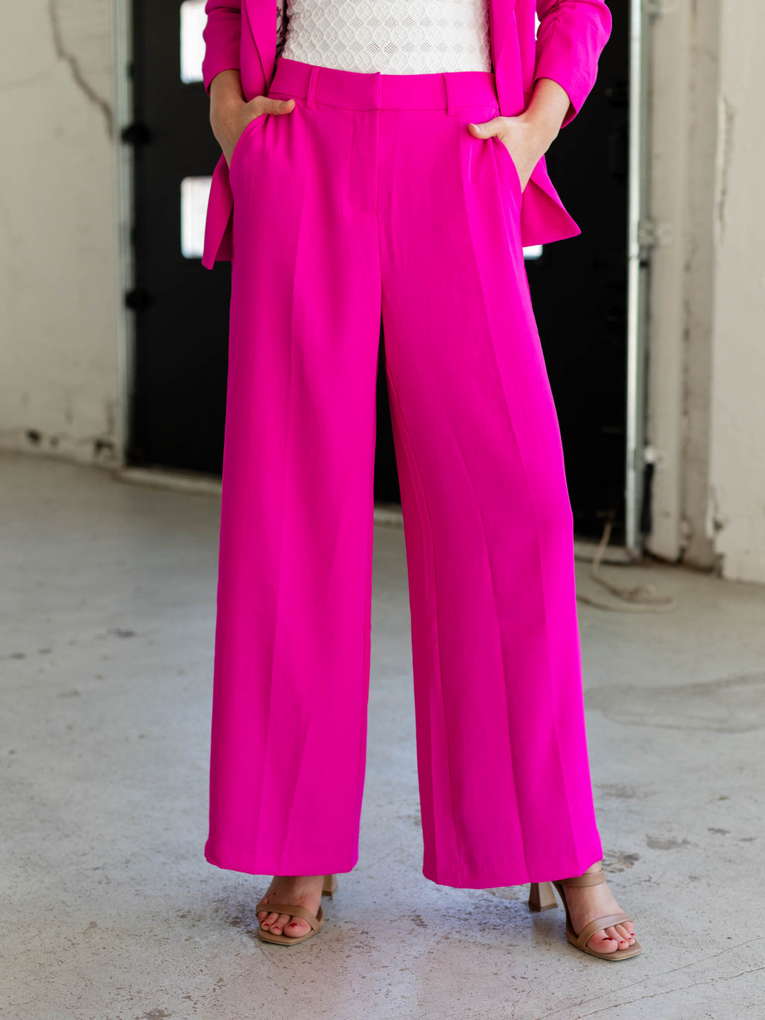 hot pink trouser pant