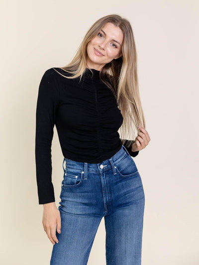 center ruched black shirt
