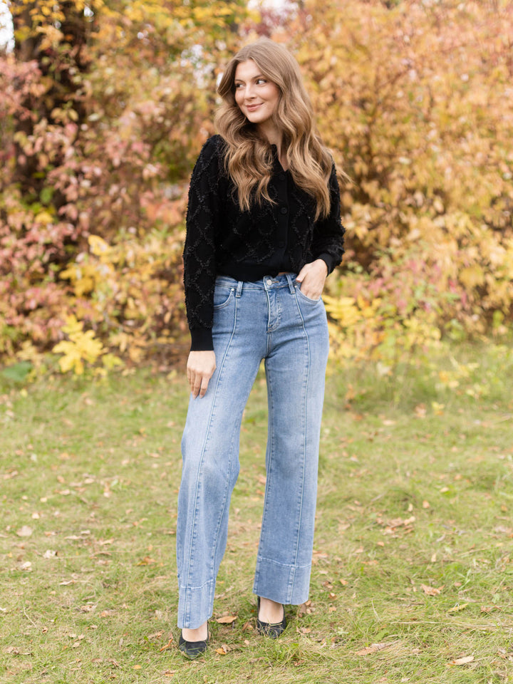 diamond textured cardigan