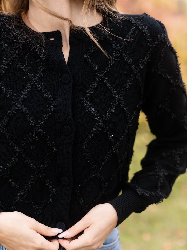diamond textured cardigan