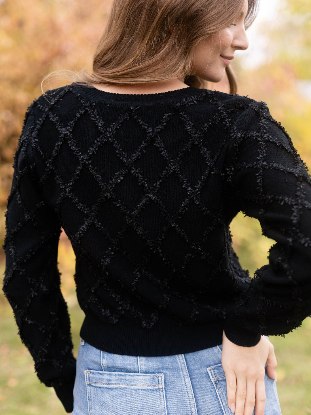diamond textured cardigan