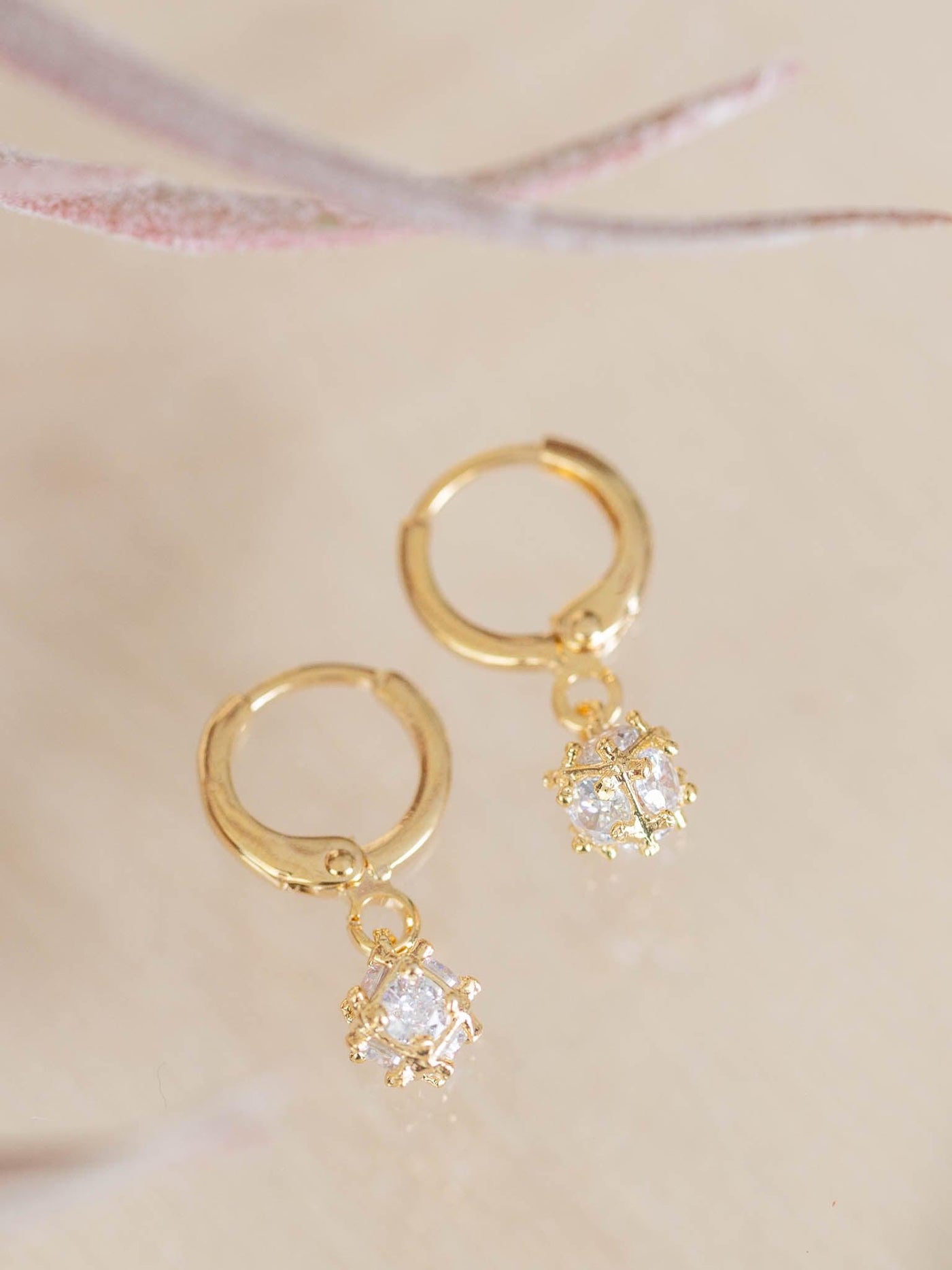 ball charm huggie earrings