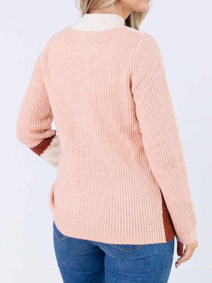 high neck brushed colorful sweater