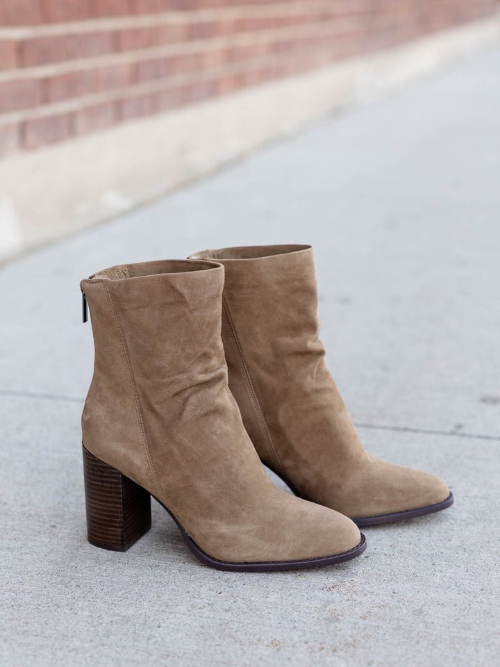 suede chunky bootie