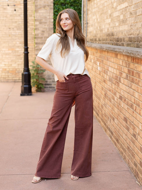 cream half button short sleeve top
