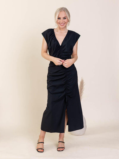 short sleeve black dress