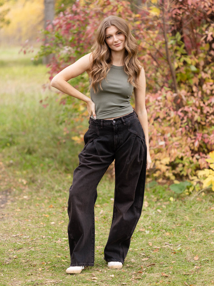 Free People Golden Hour Low Rise Trouser - Espresso