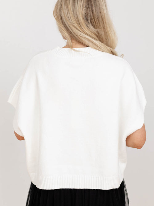 white rhinestone boxy sweater