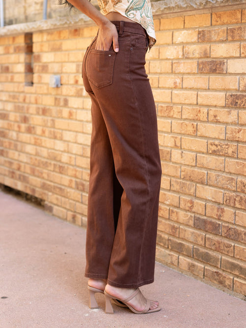 brown wide leg pants