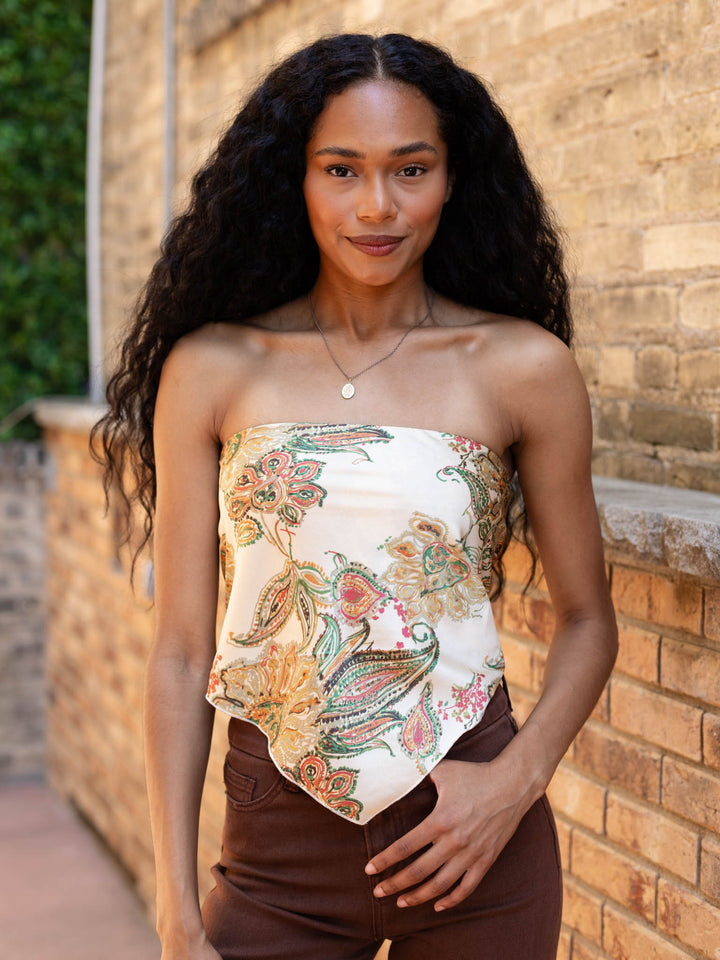 creamy satin bandana tube top