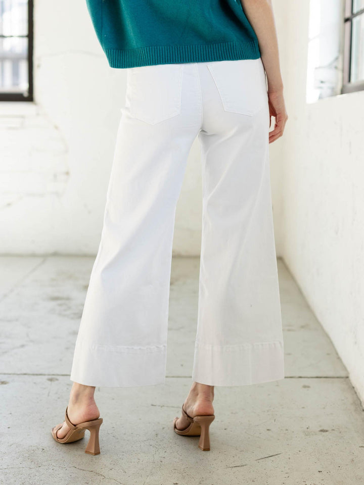 KUT Optic White Meg High Rise Pintuck
