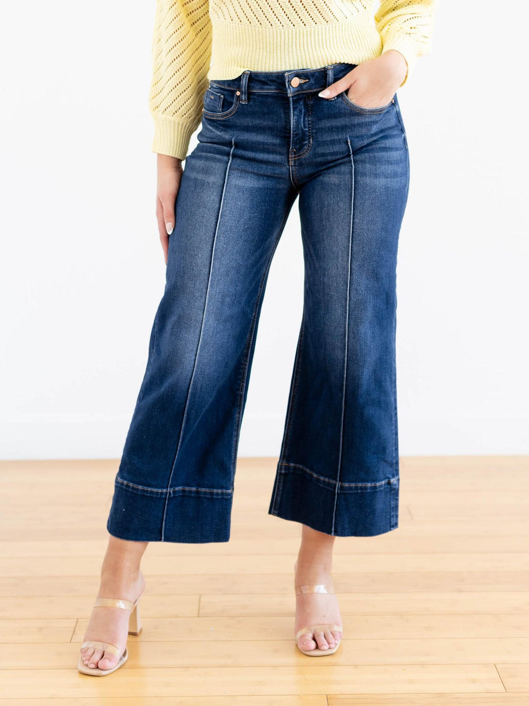 cropped wide leg denim