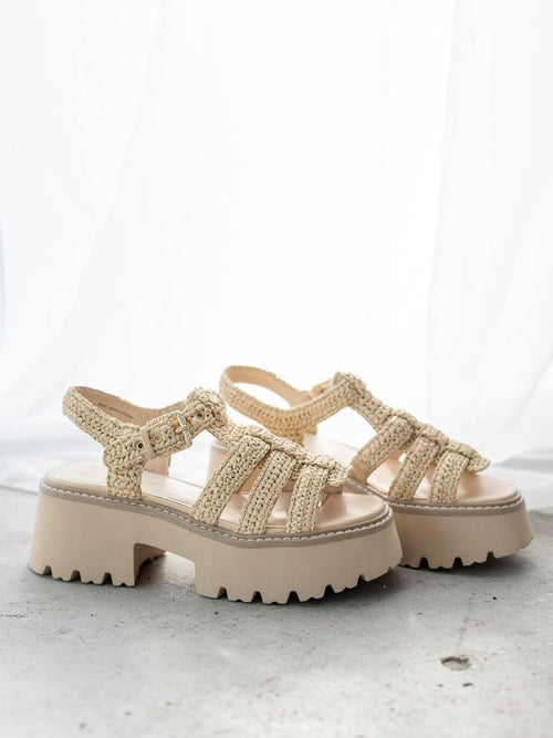 raffia platform sandal