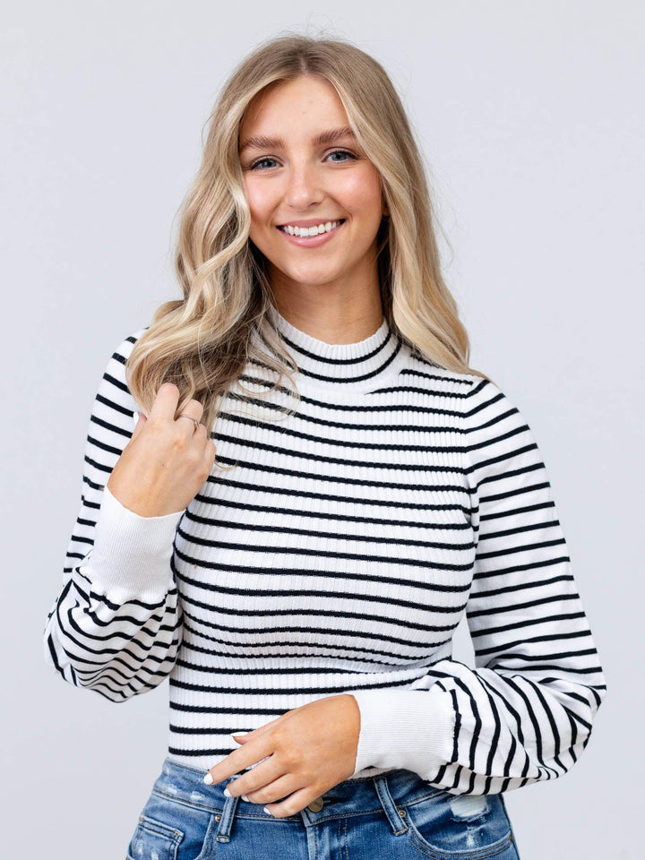 stretchy stripe knit top