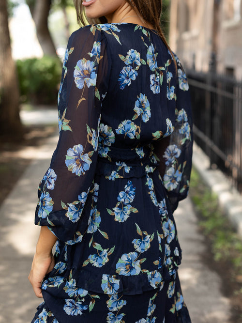 floral tiered midi dress