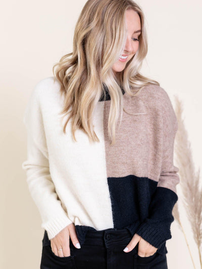 color blocked sweater