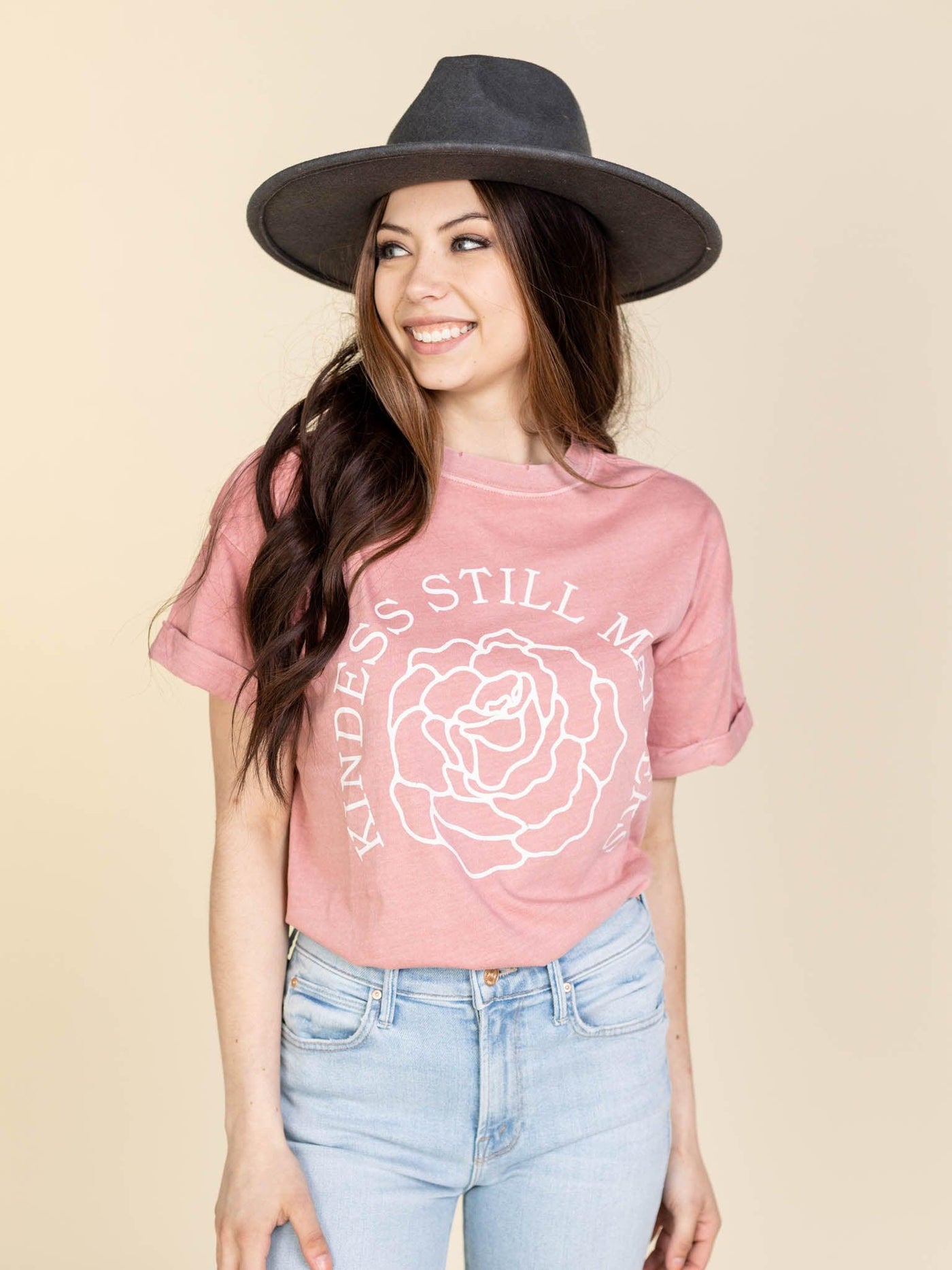 roll cuff kindness tee