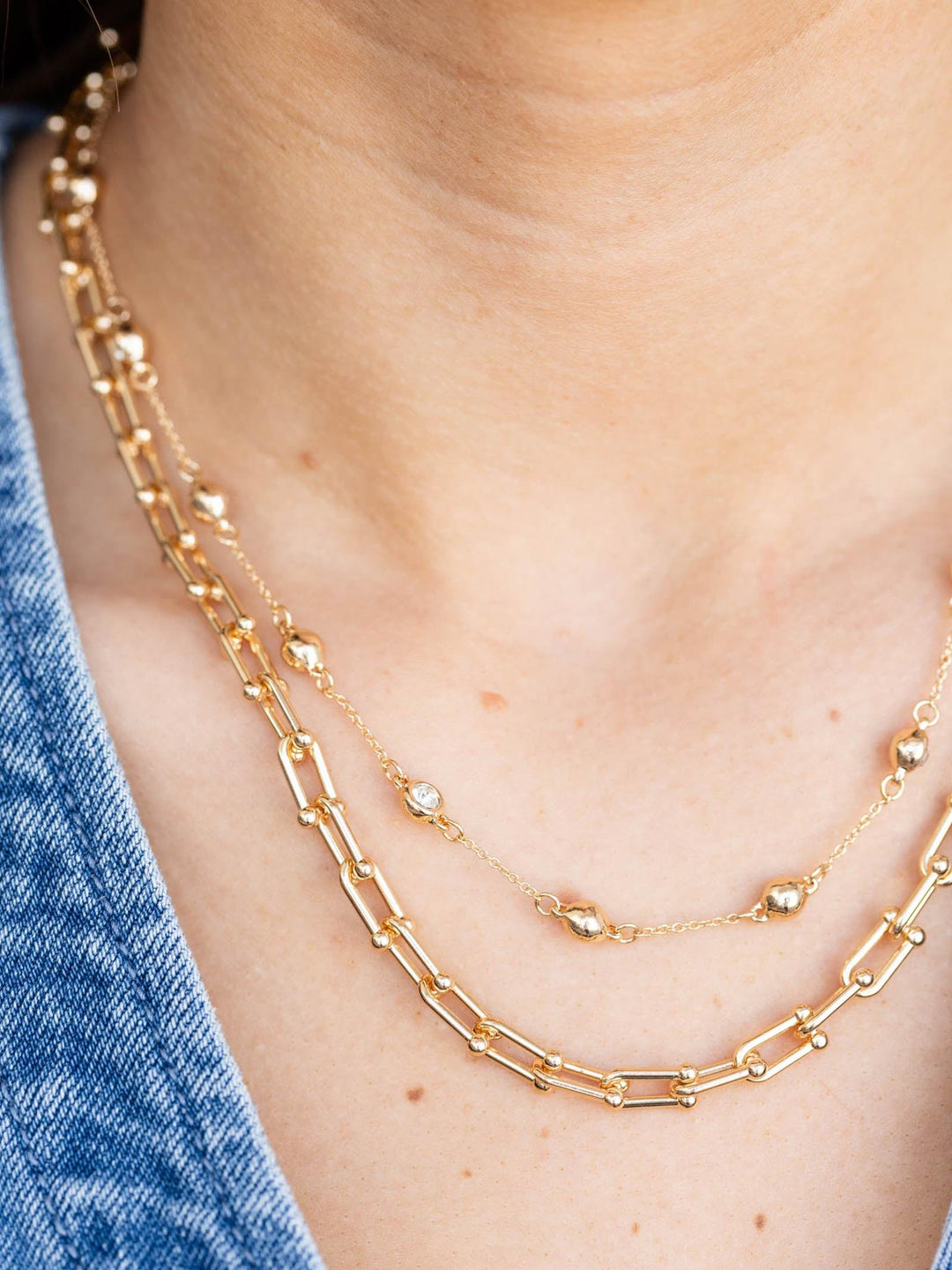 chunky layered chain necklace